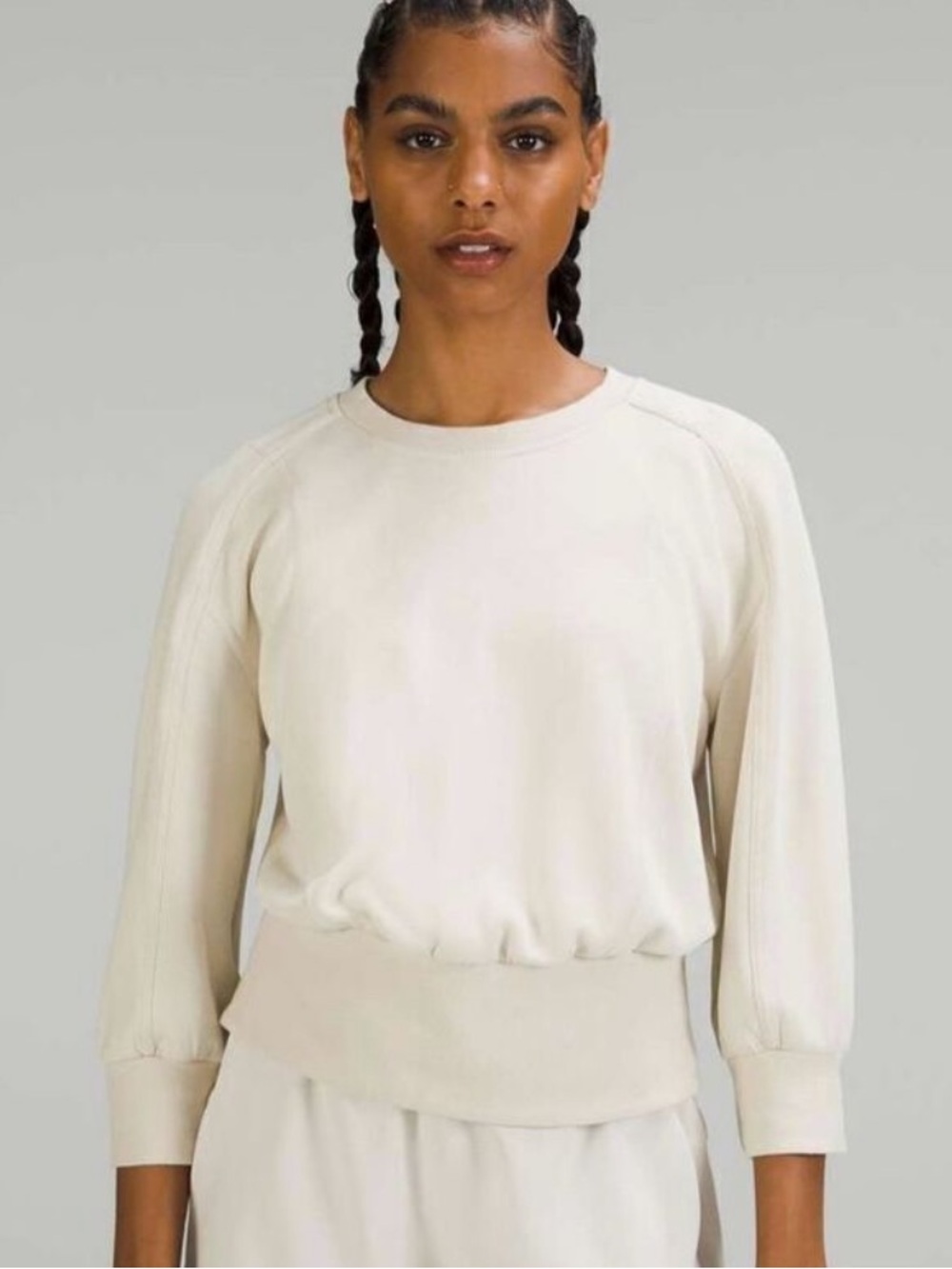 Lululemon Softstreme Ribbed-Hem Pullover Natural Ivory Size 2
